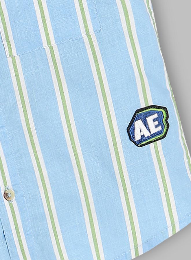Infinity Kids Blue Striped Short Sleeve Shirt - Image 3