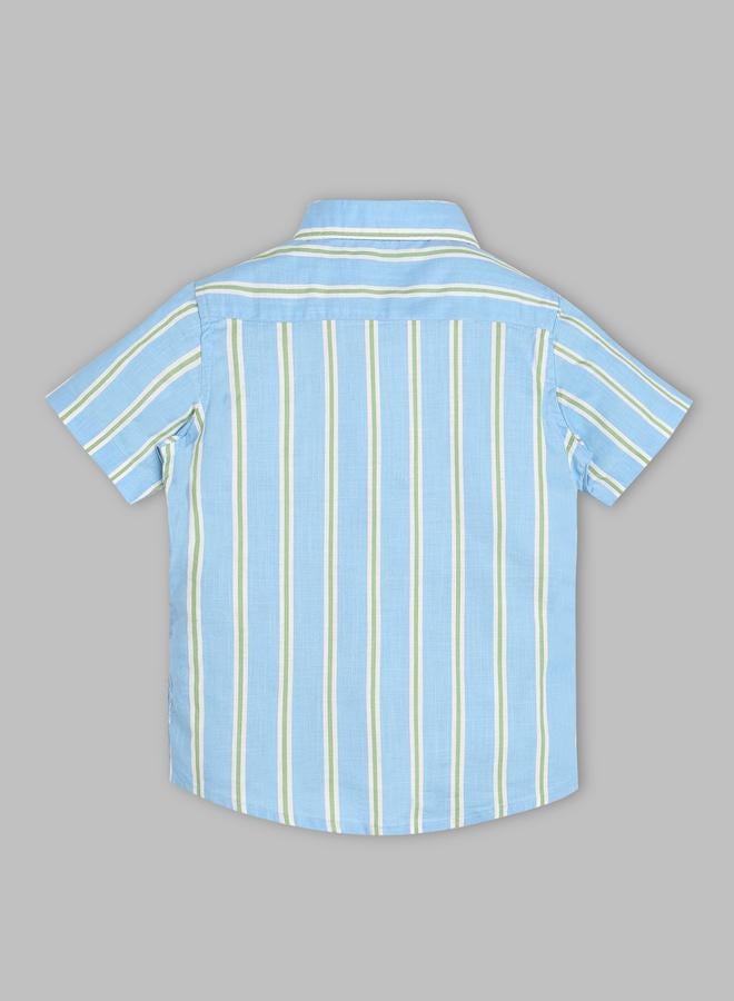 Infinity Kids Blue Striped Short Sleeve Shirt - Image 4