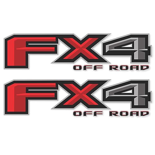 GOLD HOOK FX4 Off Road Decal Set for Ford Truck, Bedside Replacement Stickers, Set of 2, Premium Series (Metallic Finish) (Black, Red, 4.3" x 16.5", F150) - Image 1