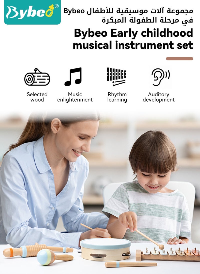 Bybeo 6-Pieces Toddler Musical Instruments, Wooden Music Montessori Set, Baby Percussion Instruments Set, Preschool Education Early Learning Musical Toy for Boys and Girls 3-6 Years Old - Image 2
