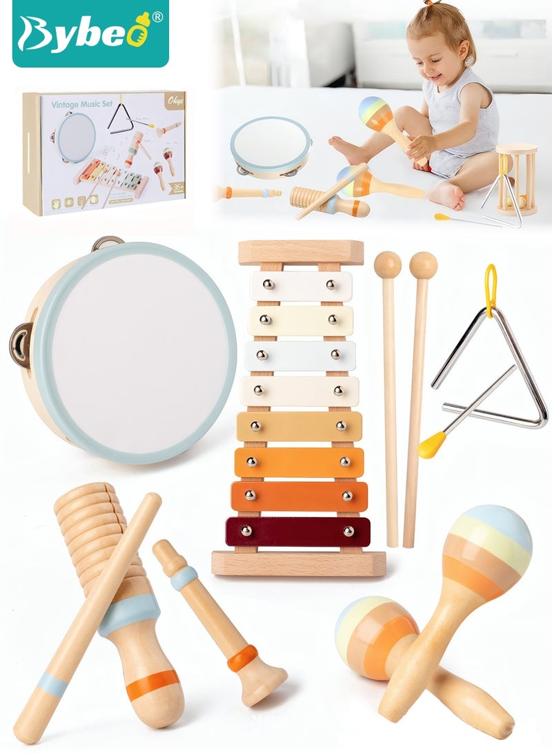 Bybeo 6-Pieces Toddler Musical Instruments, Wooden Music Montessori Set, Baby Percussion Instruments Set, Preschool Education Early Learning Musical Toy for Boys and Girls 3-6 Years Old - Image 1