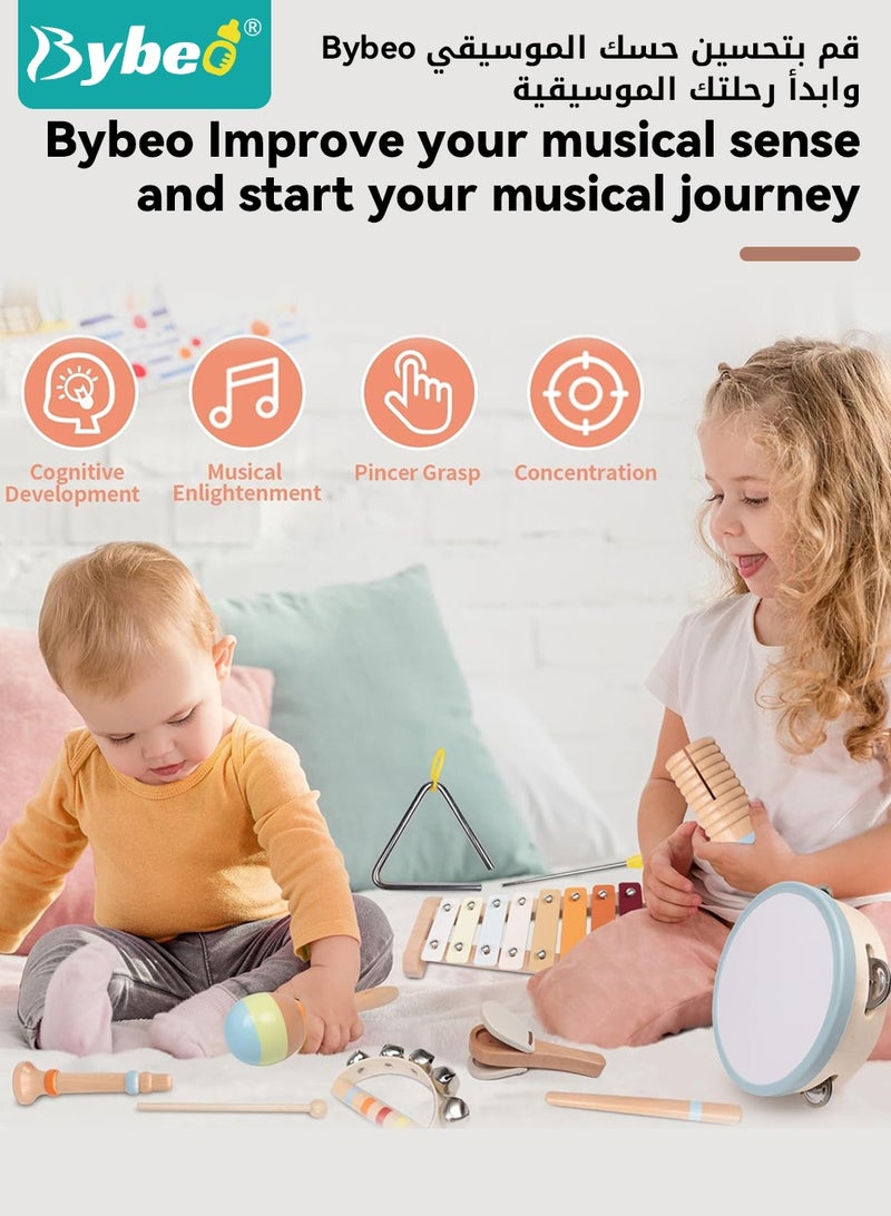 Bybeo 6-Pieces Toddler Musical Instruments, Wooden Music Montessori Set, Baby Percussion Instruments Set, Preschool Education Early Learning Musical Toy for Boys and Girls 3-6 Years Old - Image 3