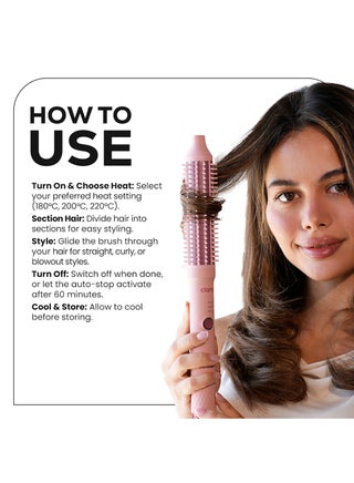 Anti-Frizz Ionic Slim Hot Brush, 3-in-1 hairstyling for blowouts, curls and straight hair, Two functions, one device Pink - view 5