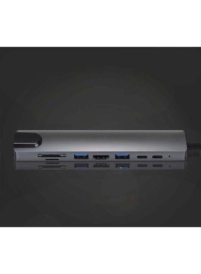8-in-1 USB-C Hub with Ethernet Adapter – 100W PD, 4K HDMI, USB 3.0, USB-C, SD/TF Card Reader, and More - Image 4
