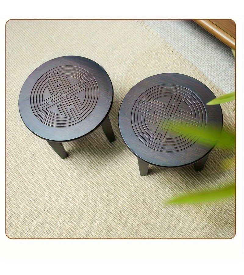 1pc Solid Bamboo Walnut Stool Round Low Stool 7.48x9.84 Inch for Living Room Bedroom Office Durable Dark Brown Home Decor - Image 5