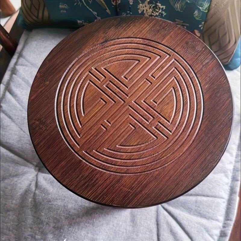 1pc Solid Bamboo Walnut Stool Round Low Stool 7.48x9.84 Inch for Living Room Bedroom Office Durable Dark Brown Home Decor - Image 4