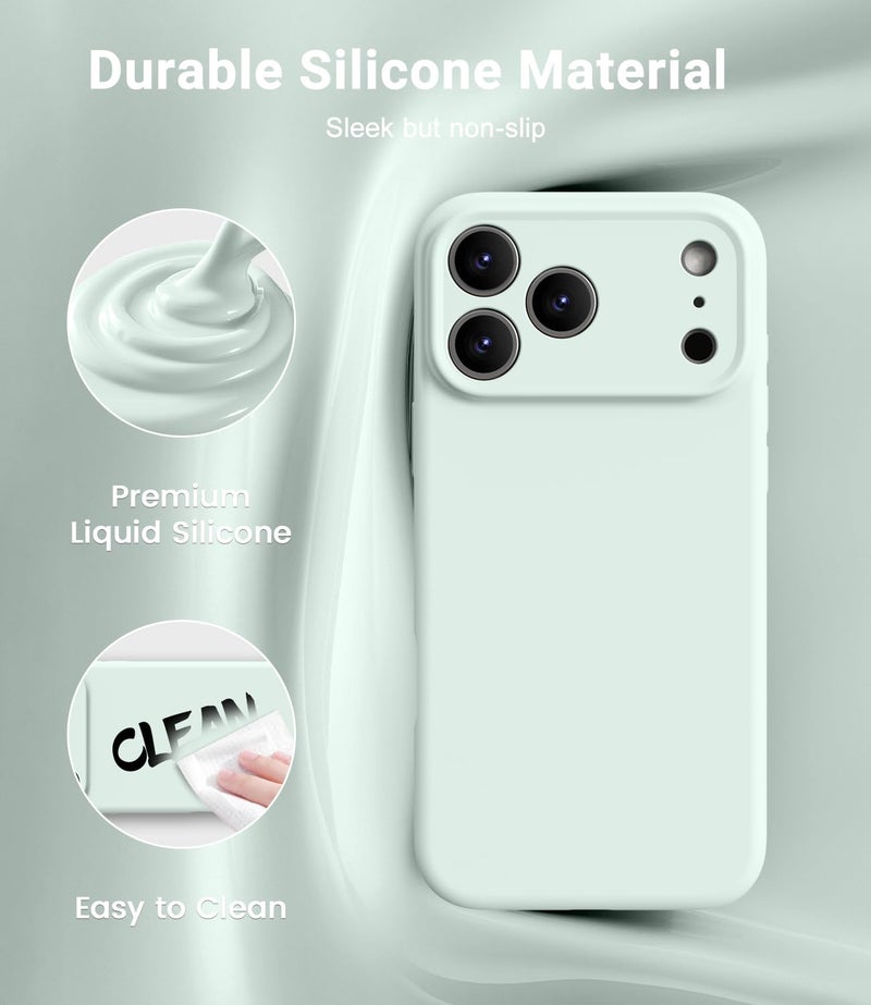 OTOFLY Magnetic for iPhone 17 Pro Max Case,Compatible with Magsafe,Classic Liquid Silicone Mobile Phone Case,Integrated Camera Control Button,Anti-Scratch Microfiber Lining, Mint Green - Image 3