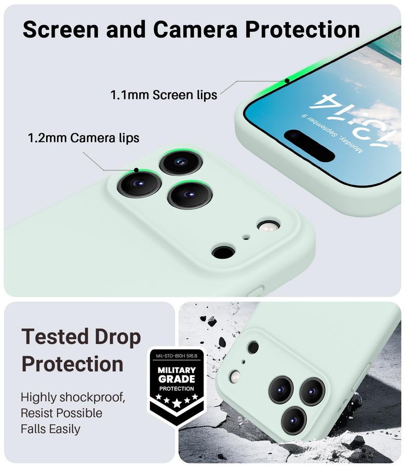 OTOFLY Magnetic for iPhone 17 Pro Max Case,Compatible with Magsafe,Classic Liquid Silicone Mobile Phone Case,Integrated Camera Control Button,Anti-Scratch Microfiber Lining, Mint Green - Image 5
