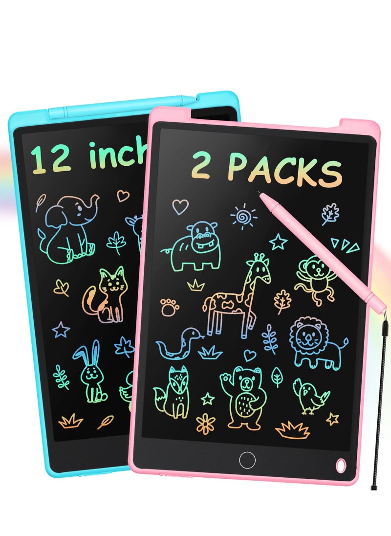LAMIJOY 2 Pcs 12 Inch LCD Writing Tablet Set for Kids - Preschool Drawing Tablet Toys & Toddler Travel Essential Toys, Electronic Drawing Pad and Doodle Board as Educational Birthday Gifts for Girls and Boys  - Image 1