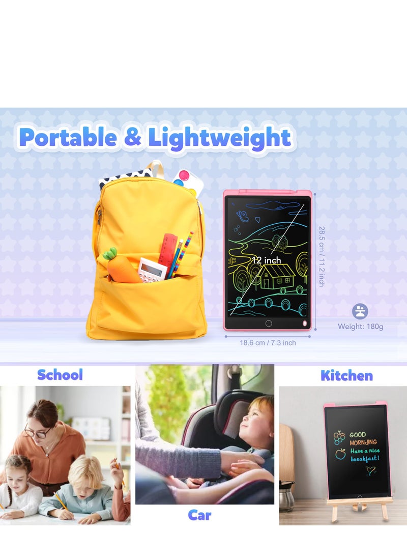 لامي جوي مجموعة من 2 قطع من أجهزة لوحية للكتابة LCD مقاس 12 بوصة للأطفال - ألعاب لوحية للرسم لمرحلة ما قبل المدرسة وألعاب أساسية للسفر للأطفال الصغار، ولوحة رسم إلكترونية ولوحة رسومات كهدايا تعليمية لأعياد الميلاد للبنات والأولاد - Image 4