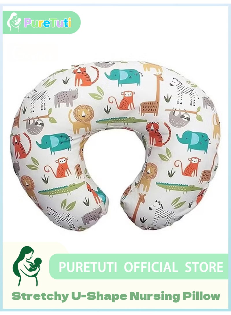 PureTuti U-Shaped Baby Head Support & Nursing Pillow – Adorable Animal Print with Removable Cover | Multi-Use Infant Neck Pillow for Feeding, Sitting & Tummy Time (0-12M) - Image 1