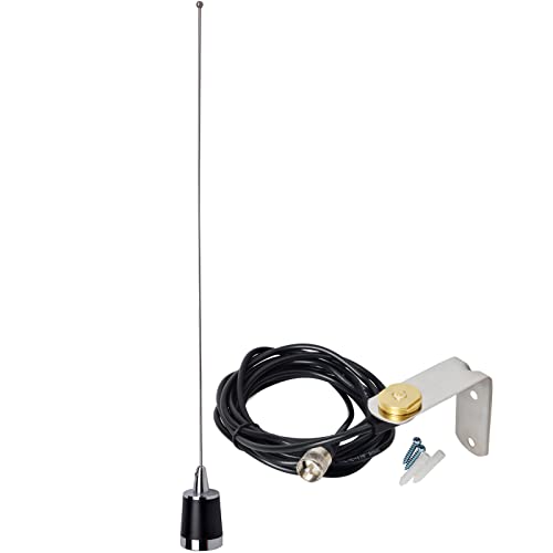 HYS Amateur Antennas Dual-Band NMO 20 Inch Antenna VHF 144/UHF 430MHz NMO L Shape Mount Mobile Antenna Bracket W/13 ft RG58 Coax Cable NMO to UHF-male/PL259 for Motorola Kenwood Midland Mobile Radios - Image 1