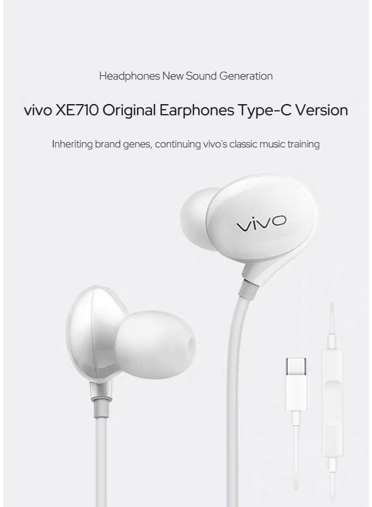فيفو سماعات الأذن الأصلية من vivo XE710 | صوت ديناميكي عالي الدقة | مريحة للارتداء مع ميكروفون مدمج | مناسبة للألعاب والمكالمات والموسيقى (إصدار Type-C) - Image 1
