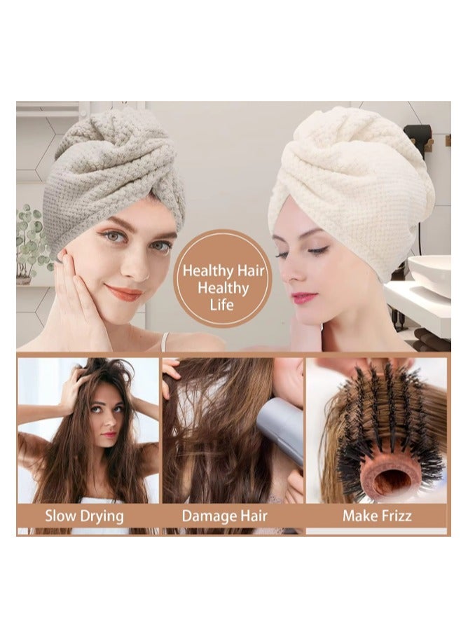 عبوة من 3 قطع من مناشف الشعر المصنوعة من الألياف الدقيقة للنساء، عمامة شعر سريعة الجفاف مضادة للتجعد تناسب جميع تسريحات الشعر، ماصة وخفيفة الوزن - Image 2