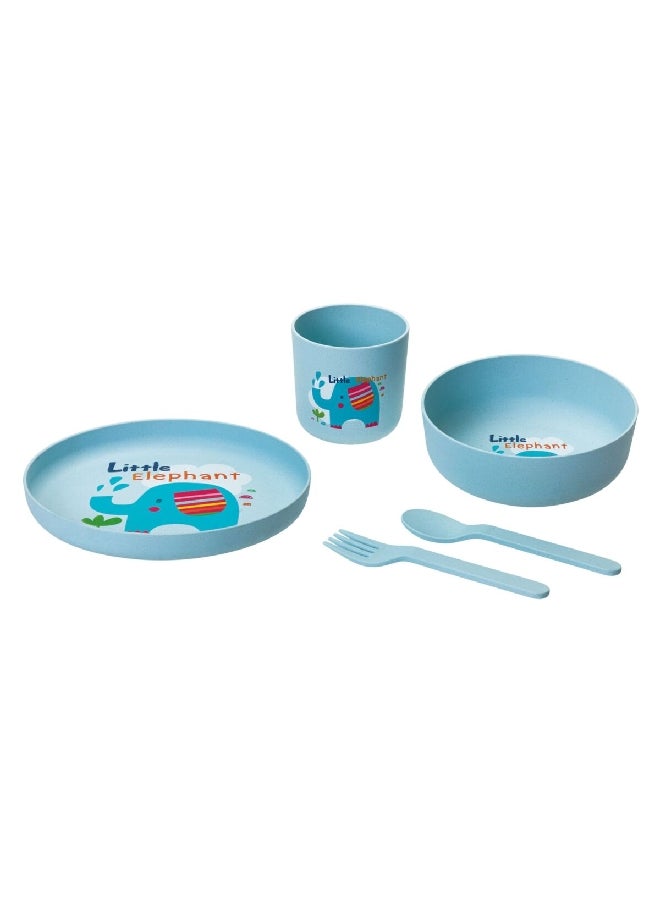 بارفيت مجموعة أدوات طعام للأطفال بطبعة فيل صغير مكونة من 5 قطع أزرق D-PLA5001-B