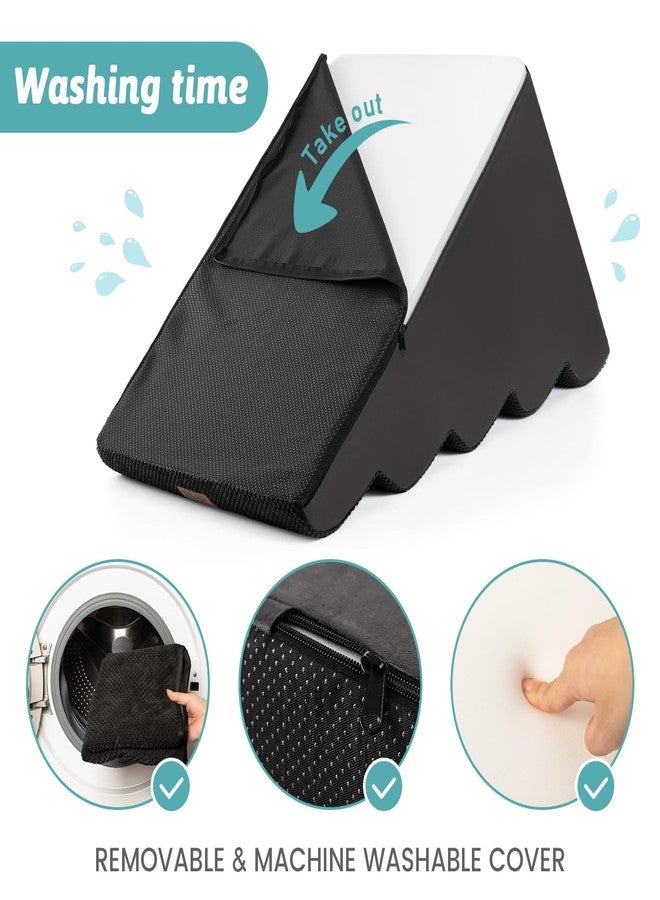 COZY KISS Dog Stairs for High Bed 22.6" H, Small Dog Step for Puppy, Older or Cat, Curved Ramp for Car, Ladder with High Density Foam, Lightweight, Durable, 15.7x33x22.6 inch, 5 Step, Black - Image 5