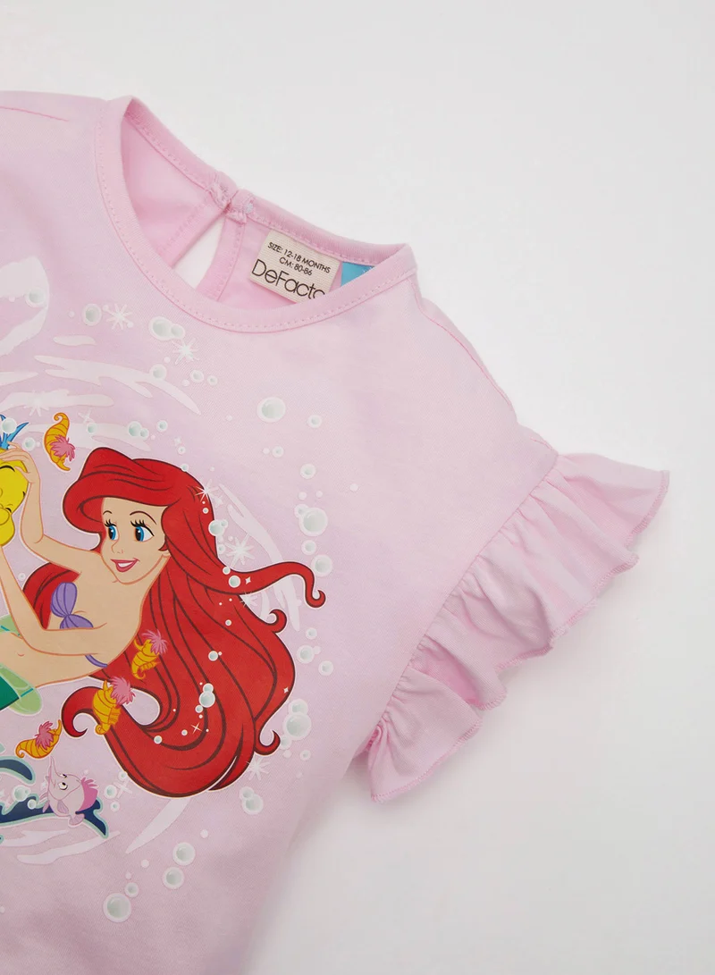 DeFacto Disney Princess Short Sleeve T-Shirt And Shorts Cotton 2-Piece Set