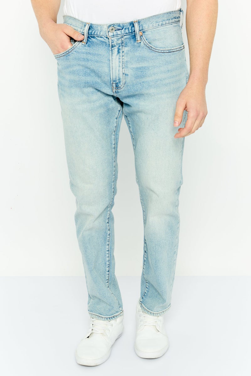 GAP جينز ضيق للرجال، مغسول وقابل للتمدد، أزرق فاتح - Image 1
