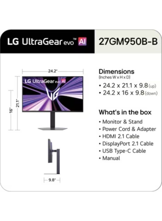 إل جي 27 Inch UltraGear evo AI GM9, Hyper Mini LED 5K Gaming Monitor black - Image 2