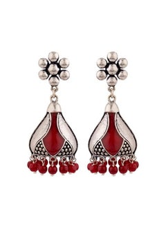 VOYLLA Rangabati Maroon Embellisheds Jhumka Earrings  - Image 2