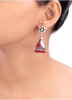 VOYLLA Rangabati Maroon Embellisheds Jhumka Earrings  - Image 5