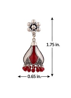 VOYLLA Rangabati Maroon Embellisheds Jhumka Earrings  - Image 4