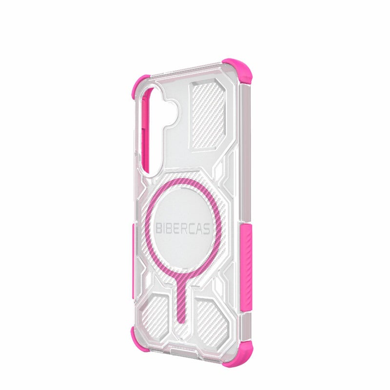 BIBERCAS For Samsung Galaxy S25 5G Transparent Color Series Magsafe Air Bag Shockproof Phone Case(Pink) - Image 3