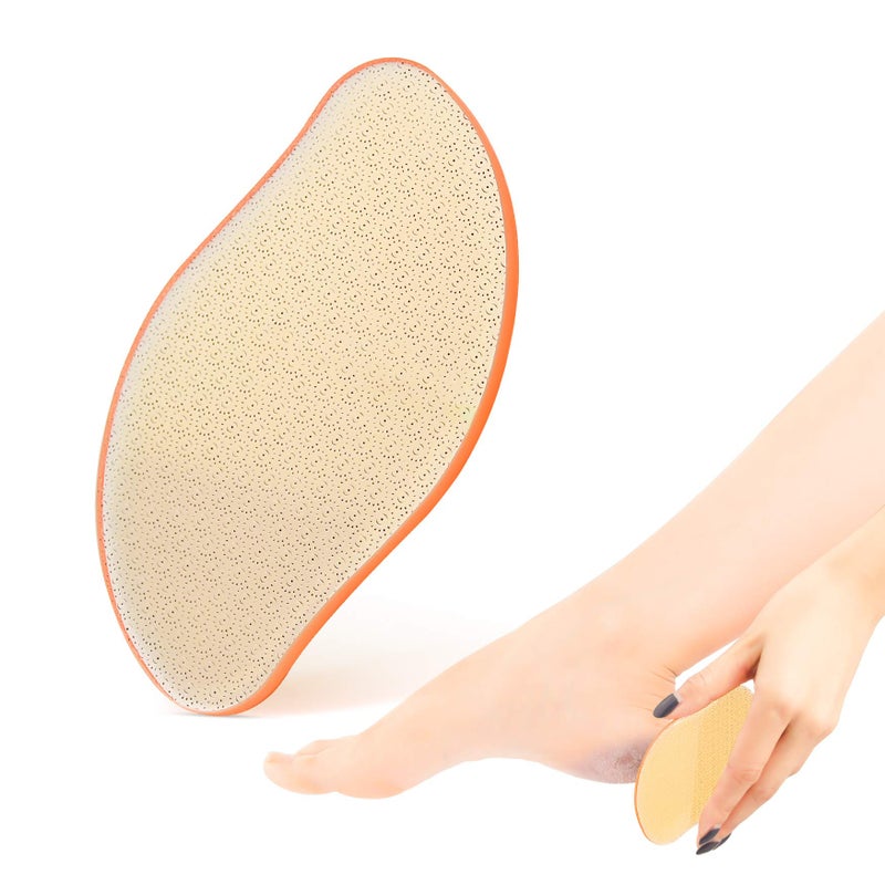 BEZOX Glass Foot File Callus Remover, Crystal Pedicure Foot Rasp for Callused, Coarse, Hard Skin Removal, Portable Hand Sized Foot Scraper for Cracked Heel - Orange - Image 1