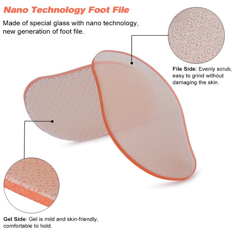 BEZOX Glass Foot File Callus Remover, Crystal Pedicure Foot Rasp for Callused, Coarse, Hard Skin Removal, Portable Hand Sized Foot Scraper for Cracked Heel - Orange - Image 3