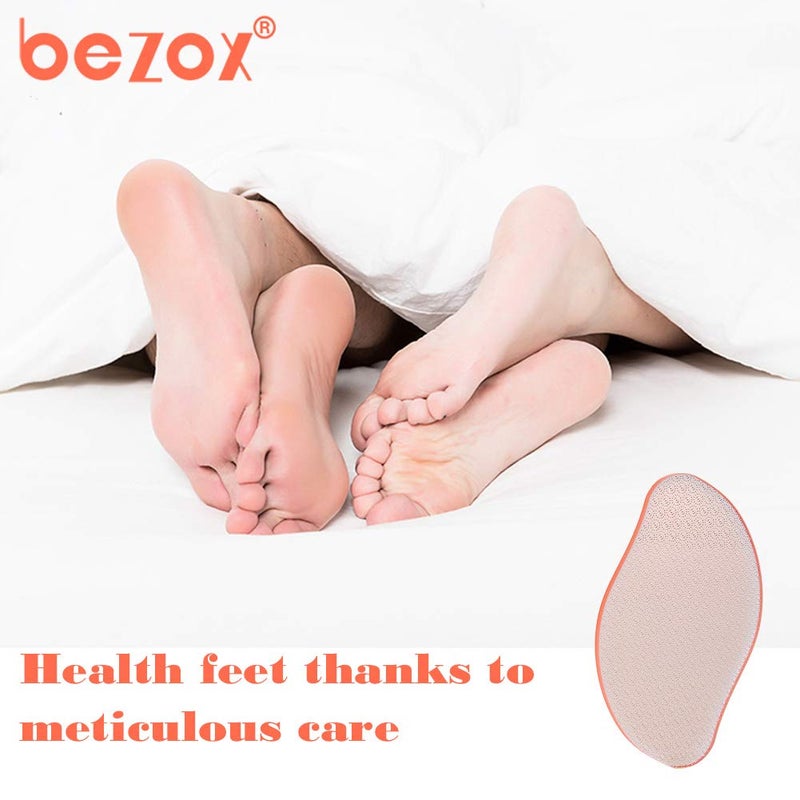 BEZOX Glass Foot File Callus Remover, Crystal Pedicure Foot Rasp for Callused, Coarse, Hard Skin Removal, Portable Hand Sized Foot Scraper for Cracked Heel - Orange - Image 2