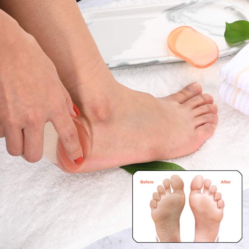 BEZOX Glass Foot File Callus Remover, Crystal Pedicure Foot Rasp for Callused, Coarse, Hard Skin Removal, Portable Hand Sized Foot Scraper for Cracked Heel - Orange - Image 4