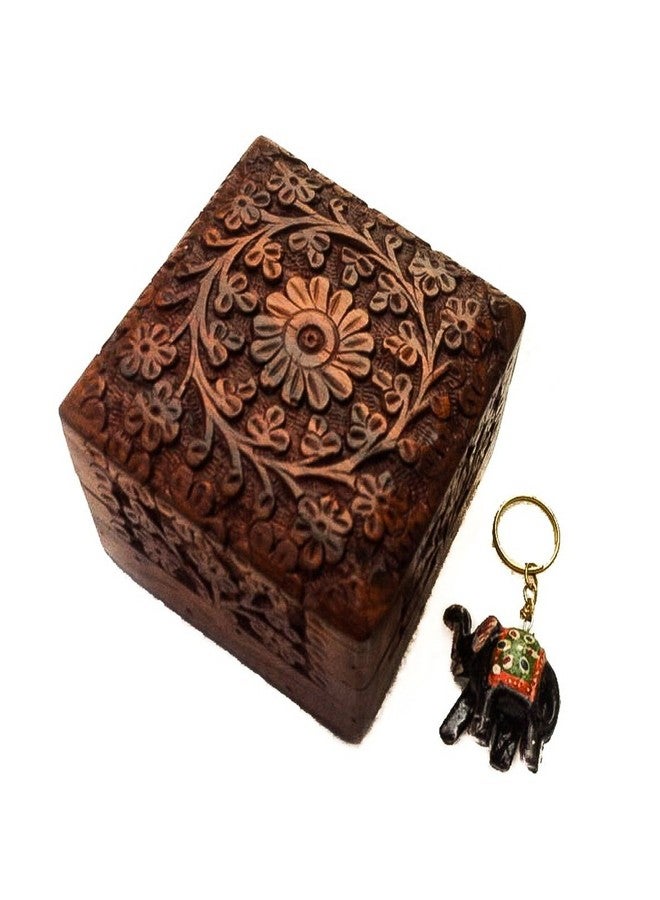 storeindya StarZebra Hand Carved Wooden Jewellery Box from India - Image 4