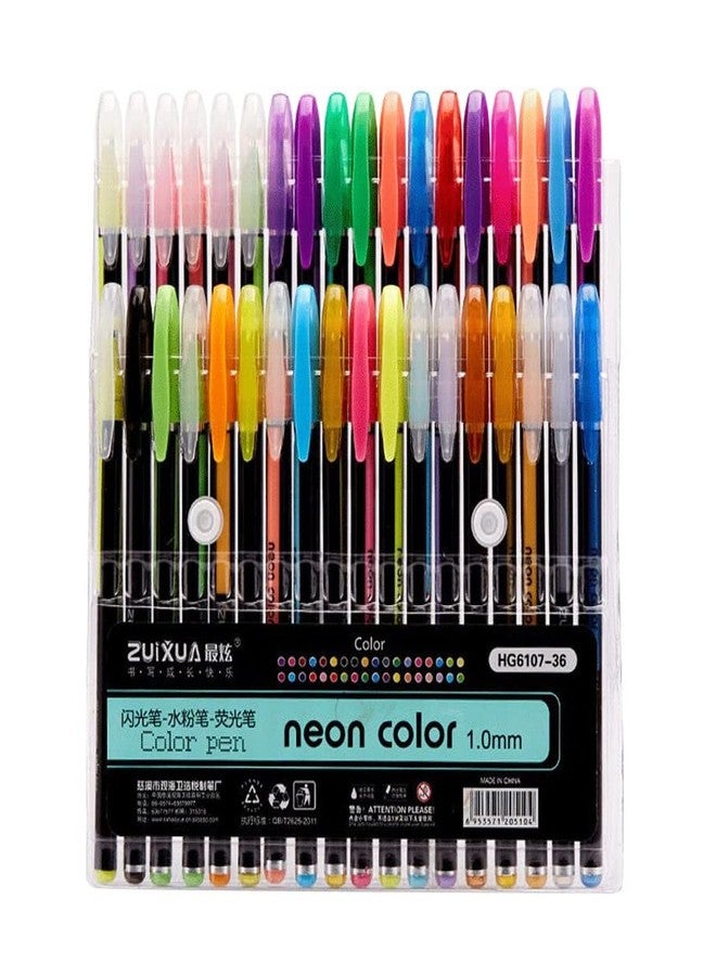 KRAFTMASTERS� 36 Pcs Glitter Gel Pens For School Office Adult Coloring Book Journals Drawing Doodling Art Markers - Image 1