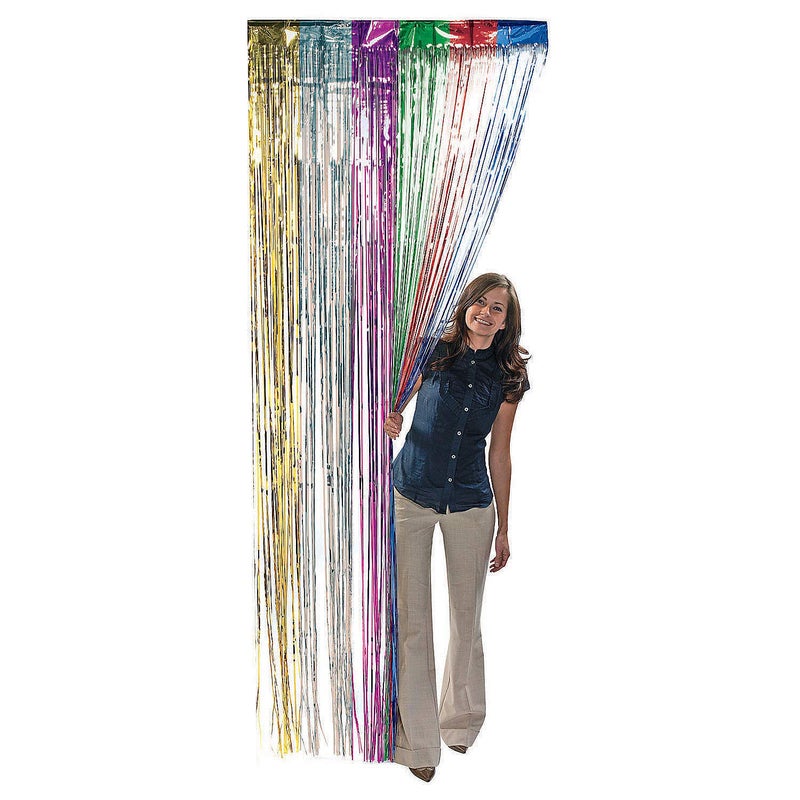 Fun Express Metallic Rainbow Fringe Curtains for Party 1 Piece Party Decor Door Decor Door Borders Curtains - Image 2