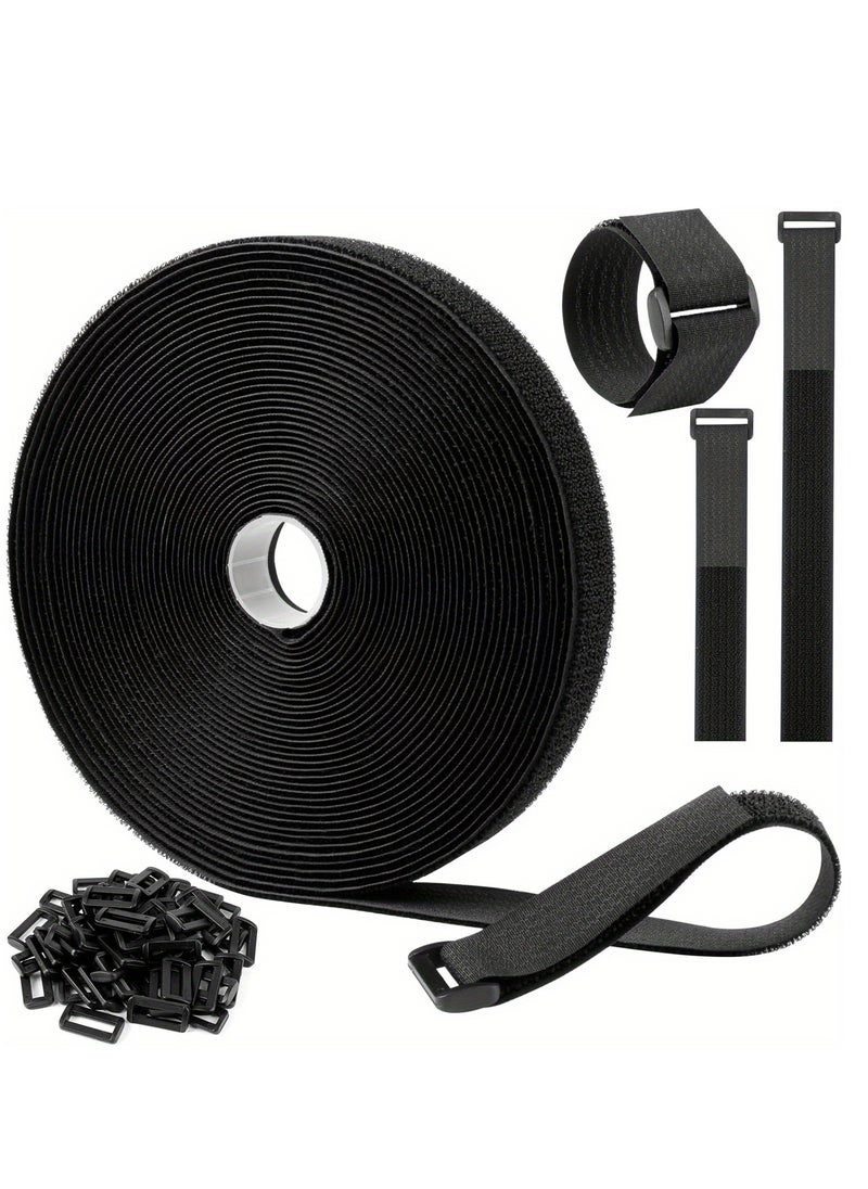 Generic Hook and Loop Straps with25Buckles Adjustable Cable Straps Free Cut Reusable Nylon Securing Cord Ties for Organizer or Storage (2cm x 5meter)  - Image 1