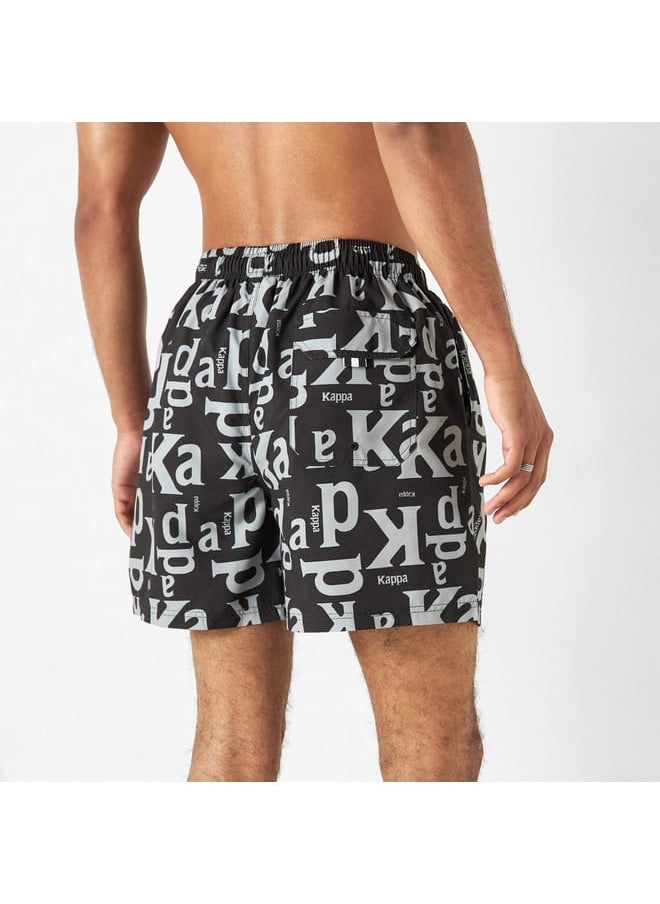 Kappa All-Over Print Swim Shorts with Drawstring Closure