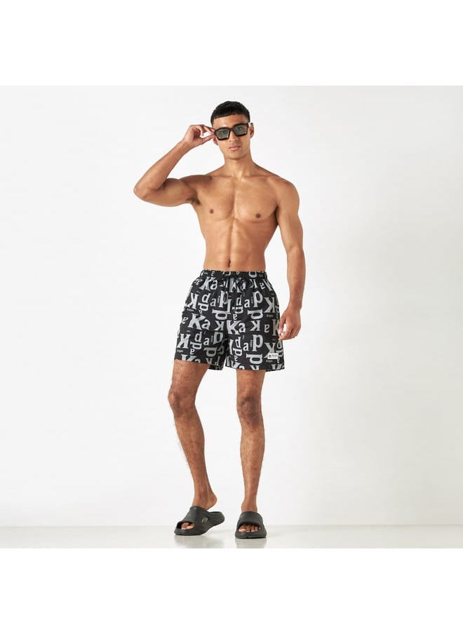 Kappa All-Over Print Swim Shorts with Drawstring Closure