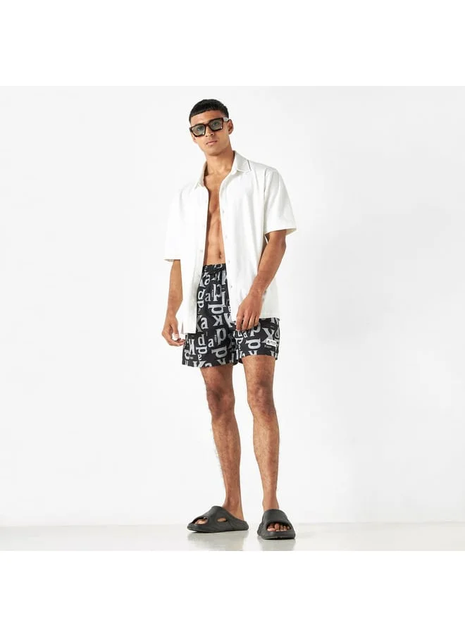 Kappa Kappa All-Over Print Swim Shorts with Drawstring Closure