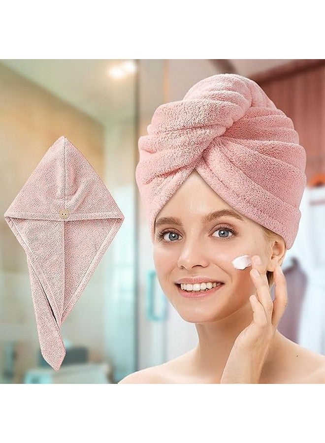 VIBRAL Microfiber Hair Towel Wrap for Women Girls, Quick Dry Towel for Hair, Hair Drying Towels with Button, Anti Frizz Super Absorbent Soft Hair Drying Turban for Long Curly Thick Hair (Pack of 2) - Image 4