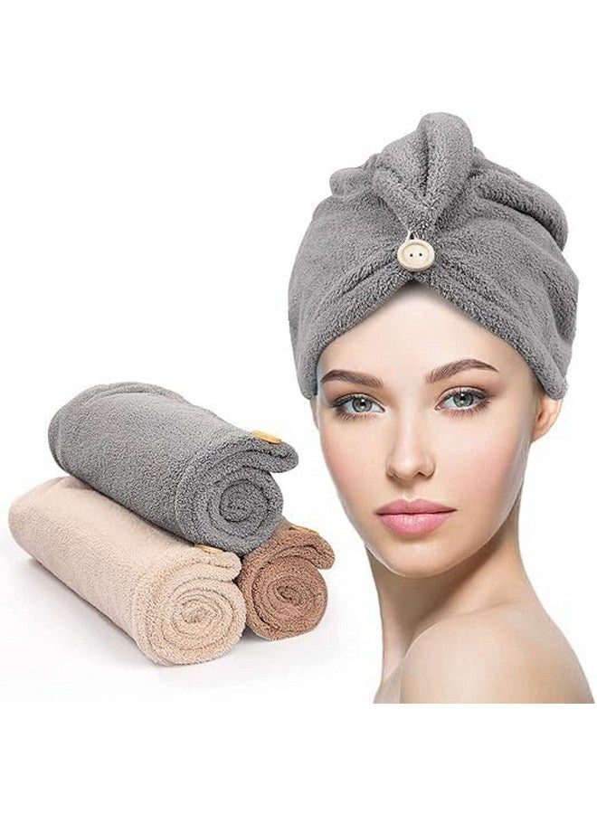 VIBRAL Microfiber Hair Towel Wrap for Women Girls, Quick Dry Towel for Hair, Hair Drying Towels with Button, Anti Frizz Super Absorbent Soft Hair Drying Turban for Long Curly Thick Hair (Pack of 2) - Image 1