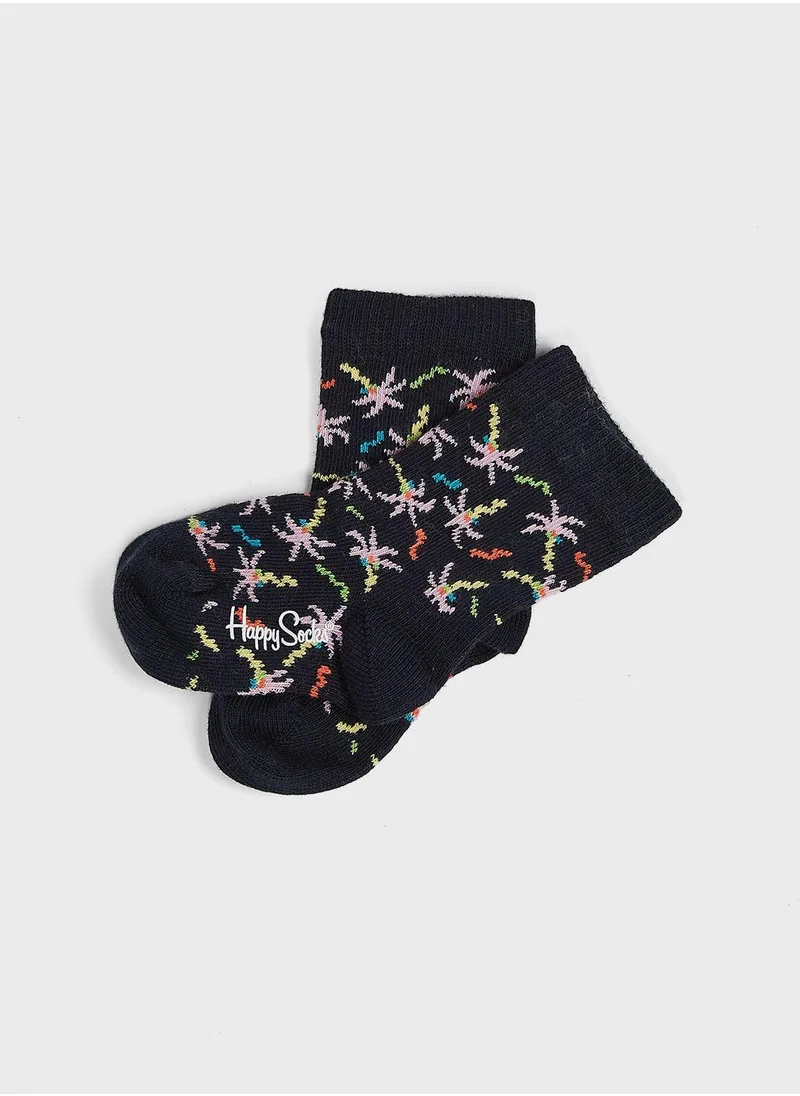 Happy Socks Kids Confetti Palm Crew Socks