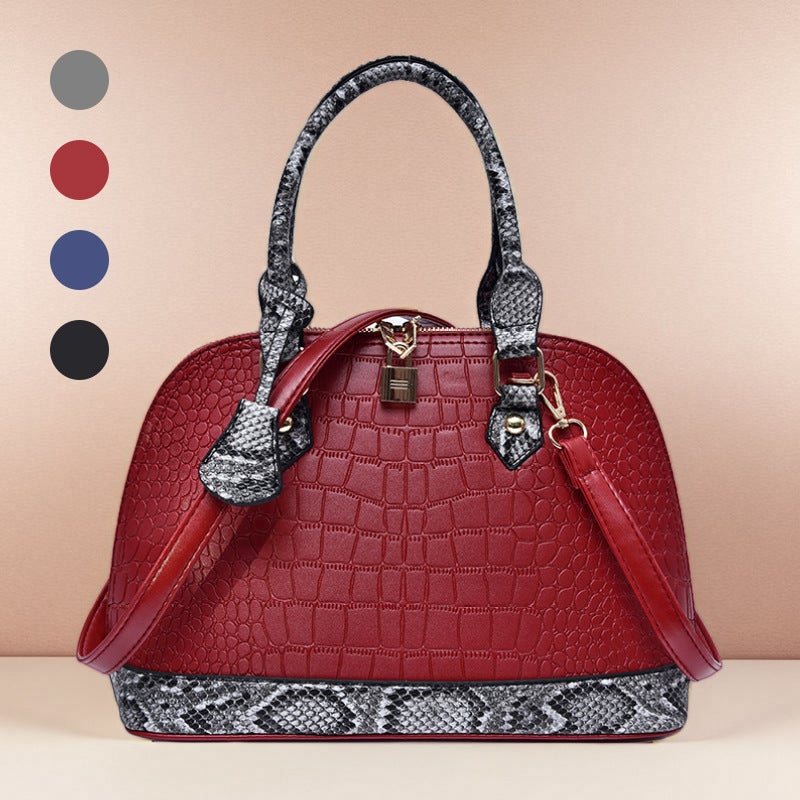 New Crocodile Handbag Stone Pattern Lock Shell Bag Snake Pattern Stitching Crossbody Bag Shoulder Bag Women'S Bag - Image 2
