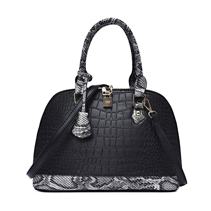 New Crocodile Handbag Stone Pattern Lock Shell Bag Snake Pattern Stitching Crossbody Bag Shoulder Bag Women'S Bag - Image 1