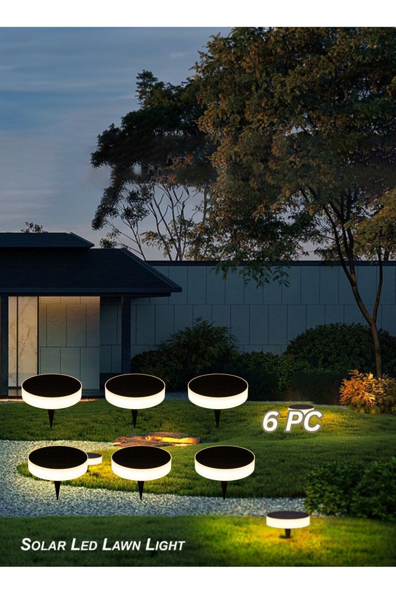 Vmax 6PC Warm White Solar LED Lights – Garden Spike & Wall Mount, Outdoor Waterproof IP65, Auto On/Off for Path, Patio, Fence, Pool - Image 1