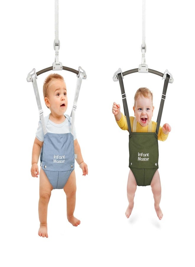 Infant Master Baby Doorway Jumpers Blue and Green, Sturdy Johnny Jumper w/Adjustable 10.8"-23.6" inches Strap - Image 1