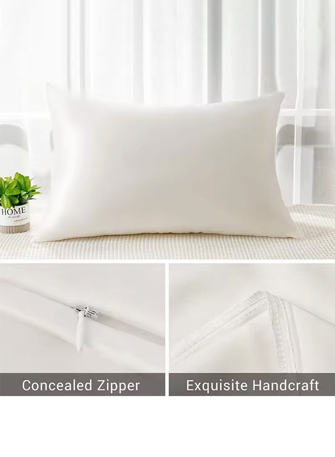 Natural Mulberry Silk Pillowcase Decorative Luxury 6A Bed Decorative Cushion Cover Solid Envelope Style Luxury Pure Pillow Case（white） - Image 3