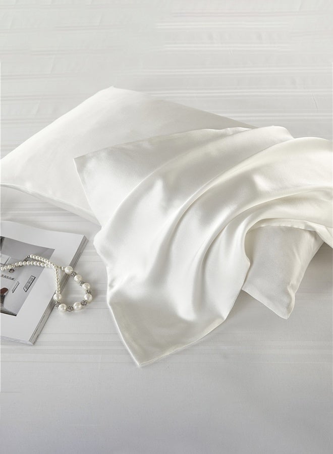 Natural Mulberry Silk Pillowcase Decorative Luxury 6A Bed Decorative Cushion Cover Solid Envelope Style Luxury Pure Pillow Case（white） - Image 1