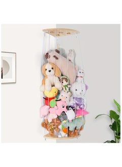 XICEN Corner Stuffed Animal Storage Organizer, Adjustable Length Wooden Toy Shelf for Nursery, Playroom, Kids Bedroom Wall Mounted Plush Toy Holder  - Image 1