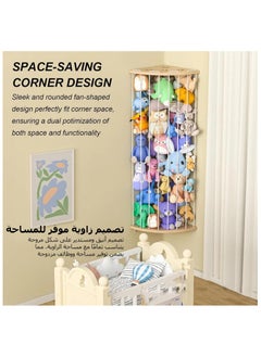 XICEN Corner Stuffed Animal Storage Organizer, Adjustable Length Wooden Toy Shelf for Nursery, Playroom, Kids Bedroom Wall Mounted Plush Toy Holder  - Image 4