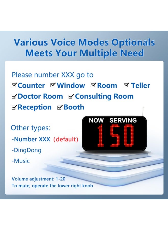 KOQICALL Take a Number System Queue Calling System Now Serving Queue Management System 3 Digit Waiting Number for Restaurant Hospital Medical Clinic Bank Counter Office (1 Keypad 1 Display) - Image 5